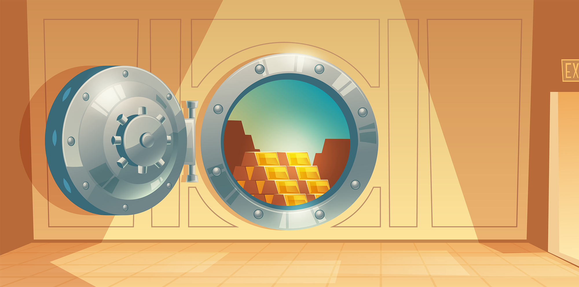 Kluis die open staat en goud laat zien